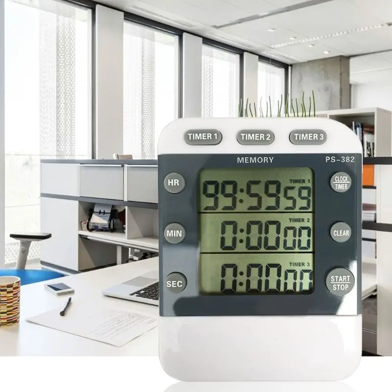 

Eectronic 3 Channel Timer Countdown Clock 99 Hours Digital 12/24 Hour Reminder