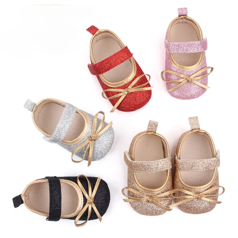 

0-18m Baby Shoes Princess Shoes Golden Bow Design Baby Casual Shoes Toddler Shoes Party Shoes Baby Crib Shoes Baby Girl Shoes