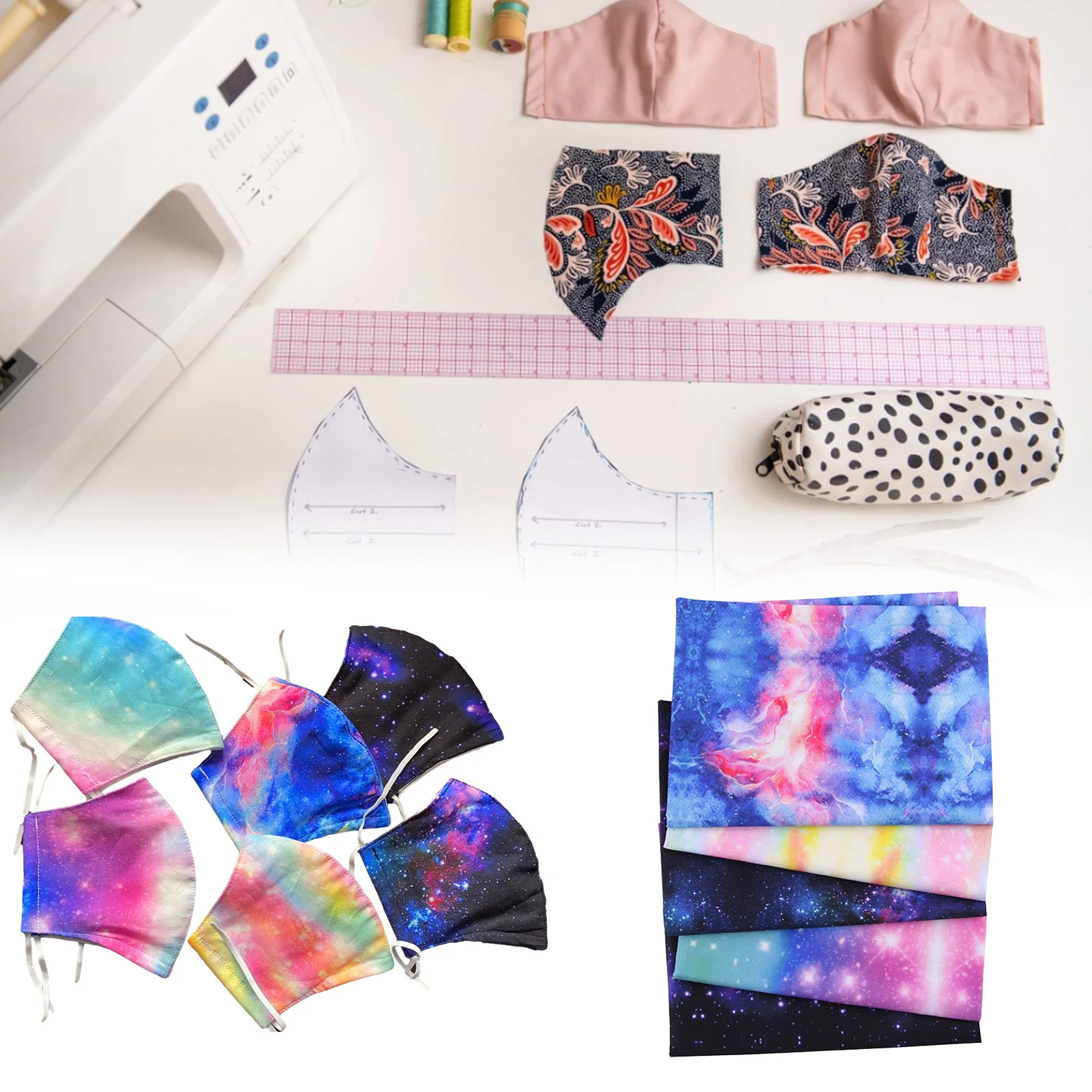5pcs Galaxy Sky Cotton Fabric Set DIY Handmade Pure Cotton Square Fabric Set Small Wallet Doll Clothing Home Sewing Accessories images - 6
