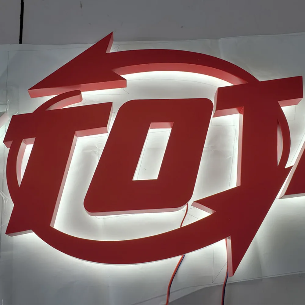 Customized shopfront outdoor backlit red painted stainless steel led channel letter logo