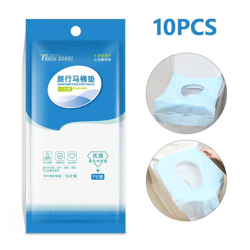 

10Pcs Seat Covers Paper Pad Cover For Hotel Mat Business Mat Disposable Large Thicken Travel Bathroom 100% Waterproof Toilet
