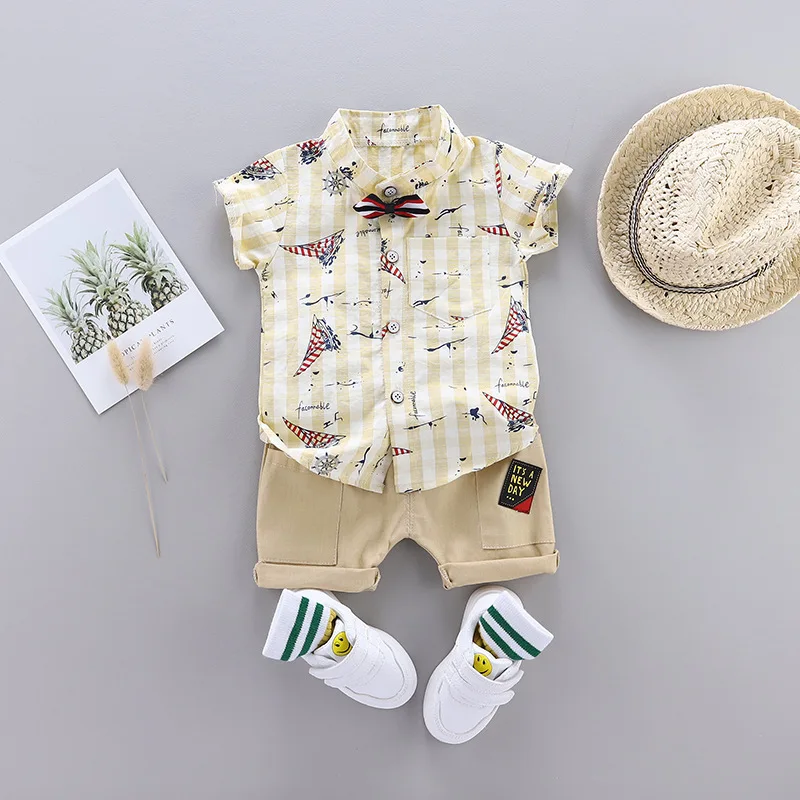 New Summer Baby Clothes Suit Children Boys Cartoon Letter Shirt Shorts 2Pcs/sets Toddler Casual Clothing Infant Kids Tracksuits |