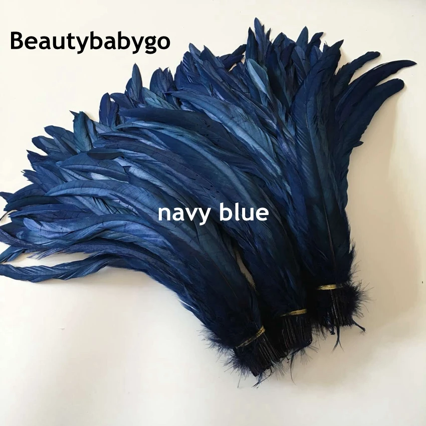 

chicken feather 100pieces/lot nature rooster feathers navy blue dyed plumage feathers mixed color craft 12-14inch(30-35cm)