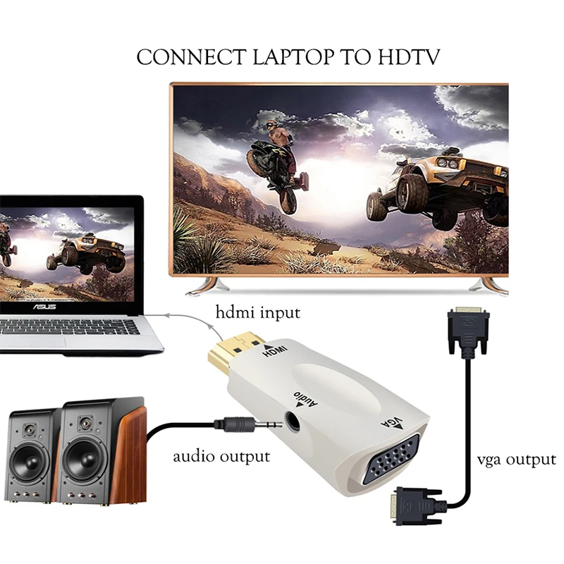Адаптер HDMI VGA Аудиокабели преобразователь штекер гнездо HD 1080P для ПК ноутбука ТВ