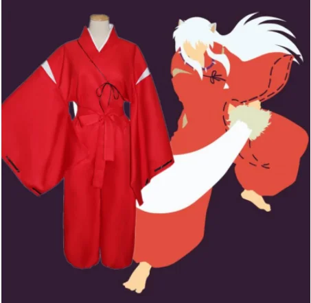 Японское кимоно в стиле аниме Inuyasha Косплей костюмы Красный мужской халат костюм
