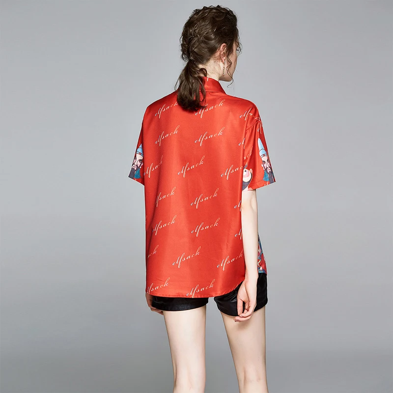 

Spot in the new summer female printed shirt shirt wear female flower shirt outside Hong Kong wind joker