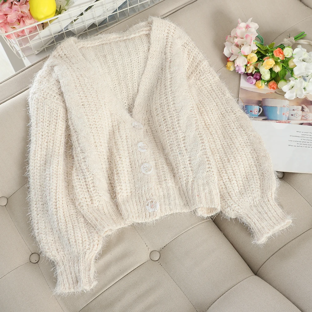 Японский стиль женские розовые кардиганы Короткие стильные осенние свитер |