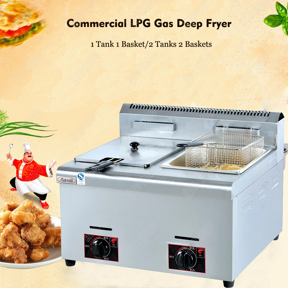 GF71/GF72 Коммерческая газовая фритюрница с 1 или 2 резервуарами общей мощностью 6 л/12