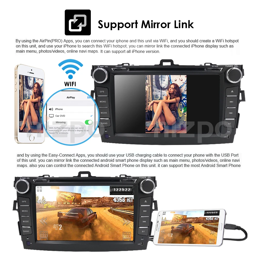 Новинка! Автомобильный DVD gps 2 Din Android 9,0 " дисплей для Toyota corolla 2007-2011 in-dash автомобильный Радио с BT USB SD gps Navi камера DAB