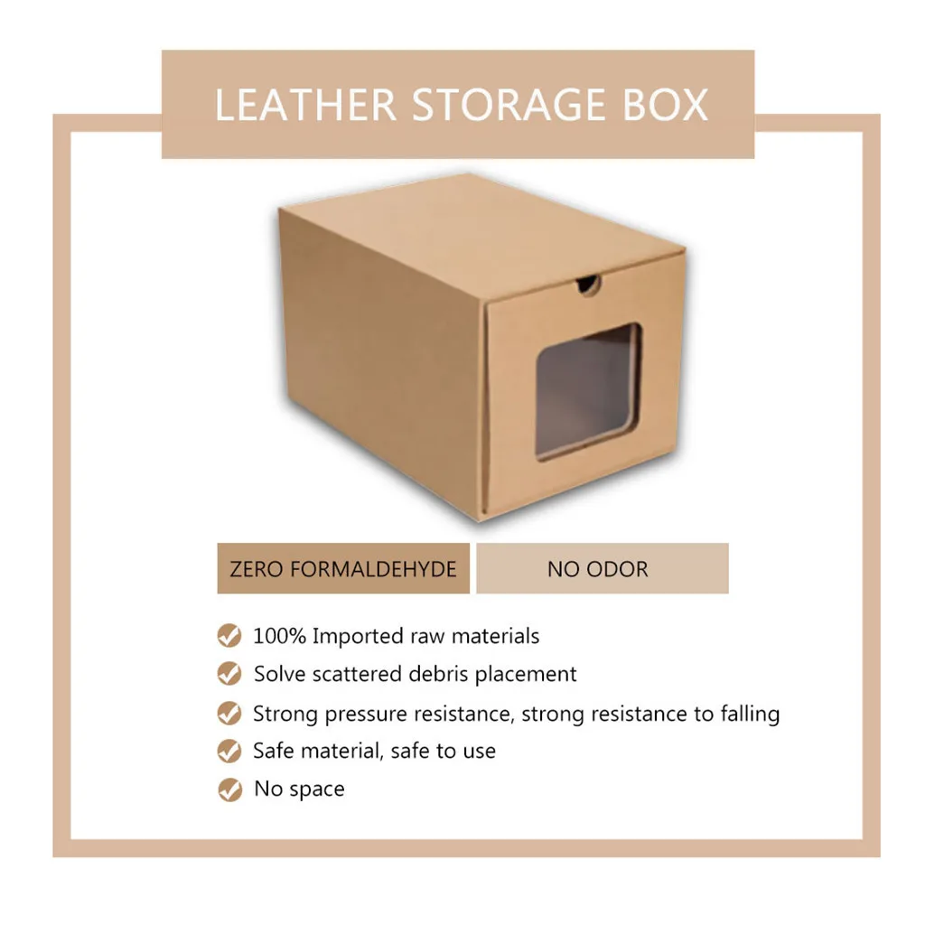 Foldable Shoes Storage Box Cardboard BoxesThickened Kraft Transparent Drawer Shoebox Receptacle 2021 New | Дом и сад