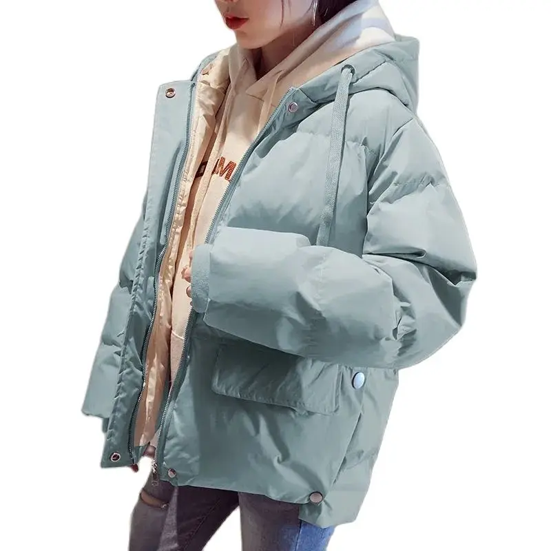 

2021New Warm Cotton Padded Coat Short Loose Jacket Hooded Female Down Padded Jackets Women Winter Plus Cotton Padded Outwear Top