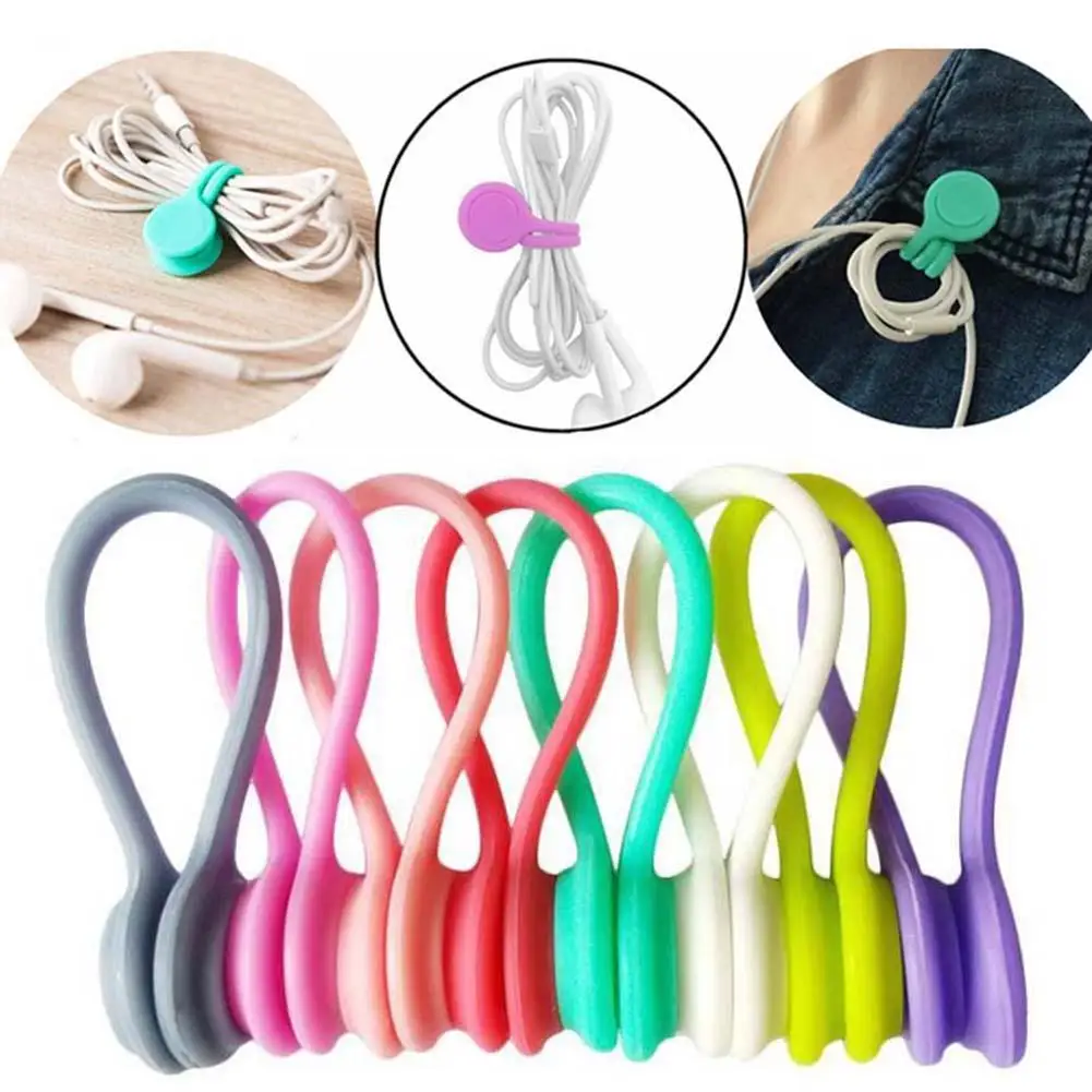Silicone Magnetic Portable Cable Winder Earphone Hub Cord Holder Wire Organizer | Электроника