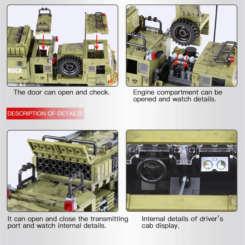 

1377PCS Military Army Series The Scorpion Heavy Truck Set Building Blocks Armored Truck Bricks Educational Toys Juguetes