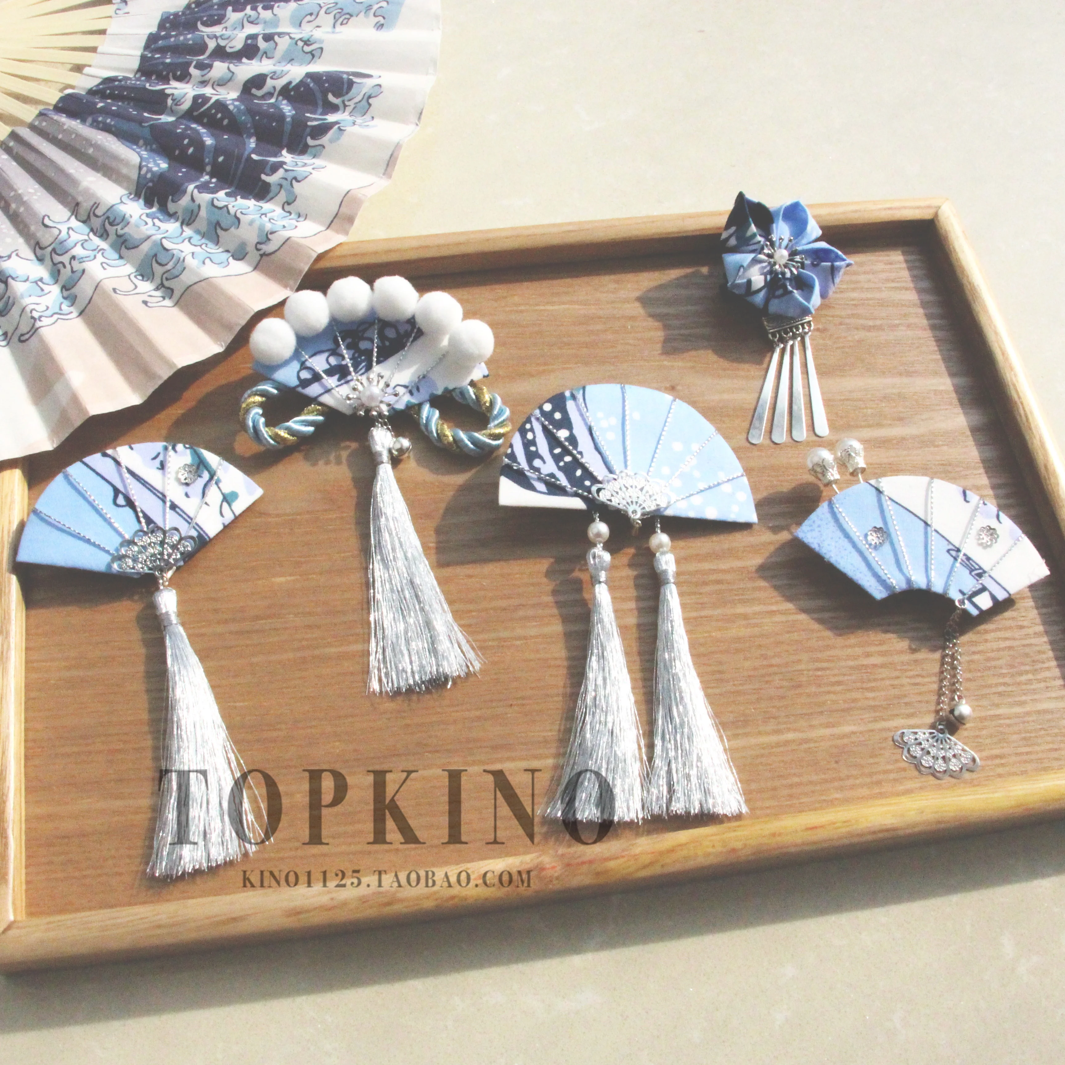 Ручная работа японская заколка волнистый Вентилятор кисточка для волос tsuami zaiku