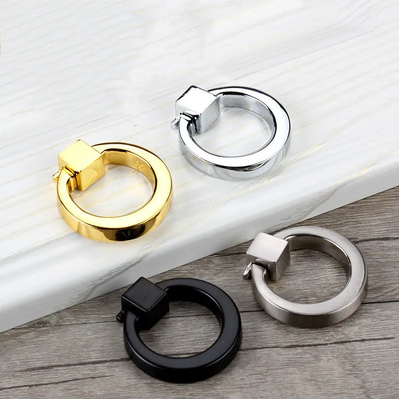 Circle Handles Color Gold Silver Black Ring Zinc Alloy Door Pulls Cabinet Drawer Knobs For Furniture Hardware | Обустройство дома