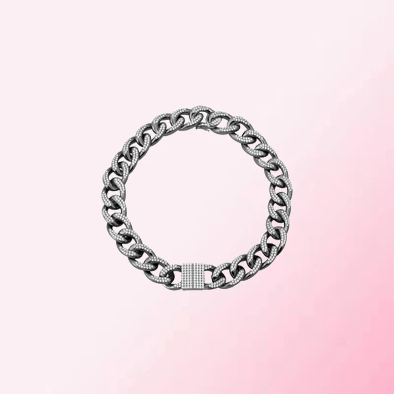 

1:1 Make 925 Sterling Silver Custom Shiny Black Buckle Simple Fashion Necklace