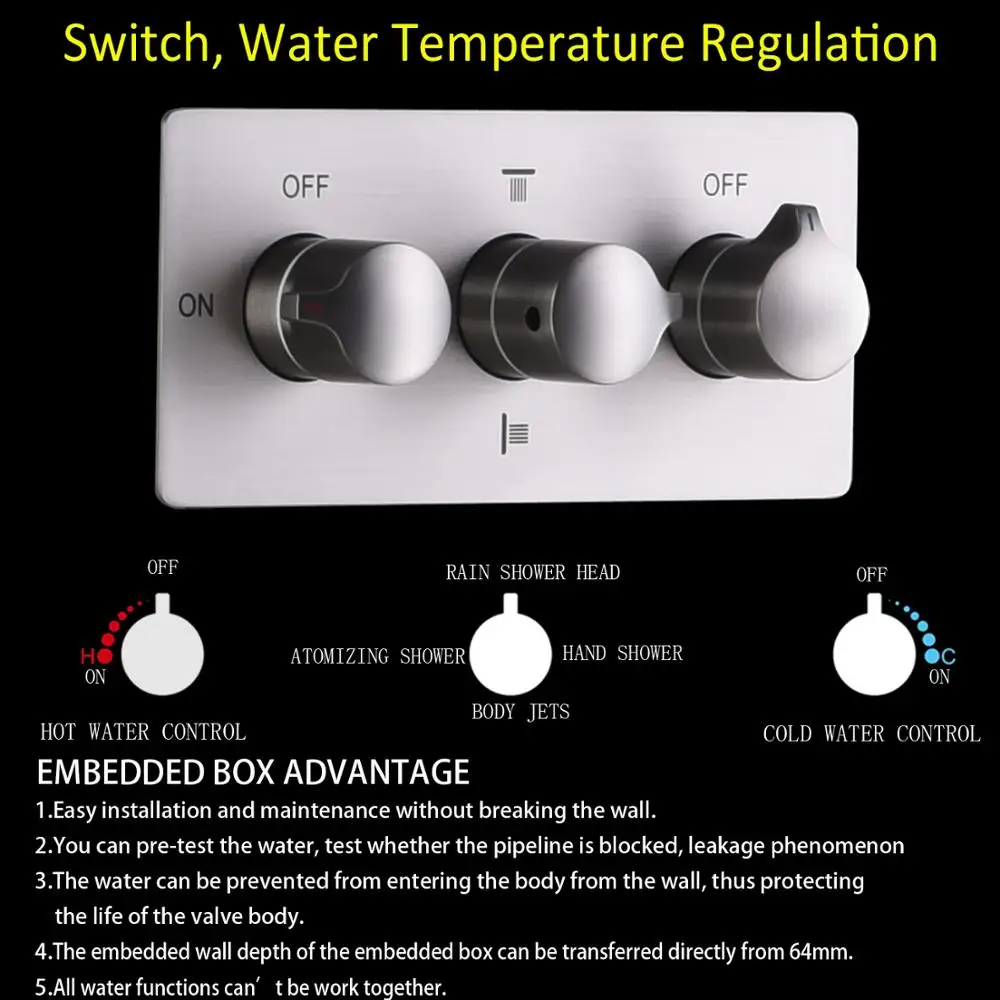 安い Dulabrahe浴室のシャワー蛇口セットceilマウント 20 インチled雨シャワーヘッドとハンドシャワースパボディマッサージコンボシステム