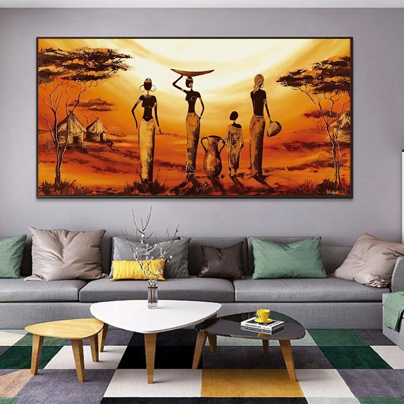 

Abstract African Women Oil Painting Canvas Wall Art Poster Print Living Room Home Cuadros Decorated Wall Picture