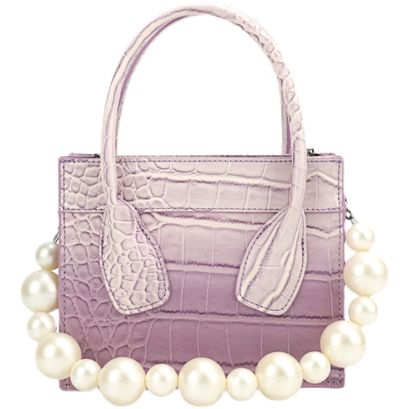 

[BXX] Crocodile Pattern Acrylic Beaded Crossbody Bags For Women 2021 Summer Branded Shoulder Bag Trending Luxury Hand Bag HS605