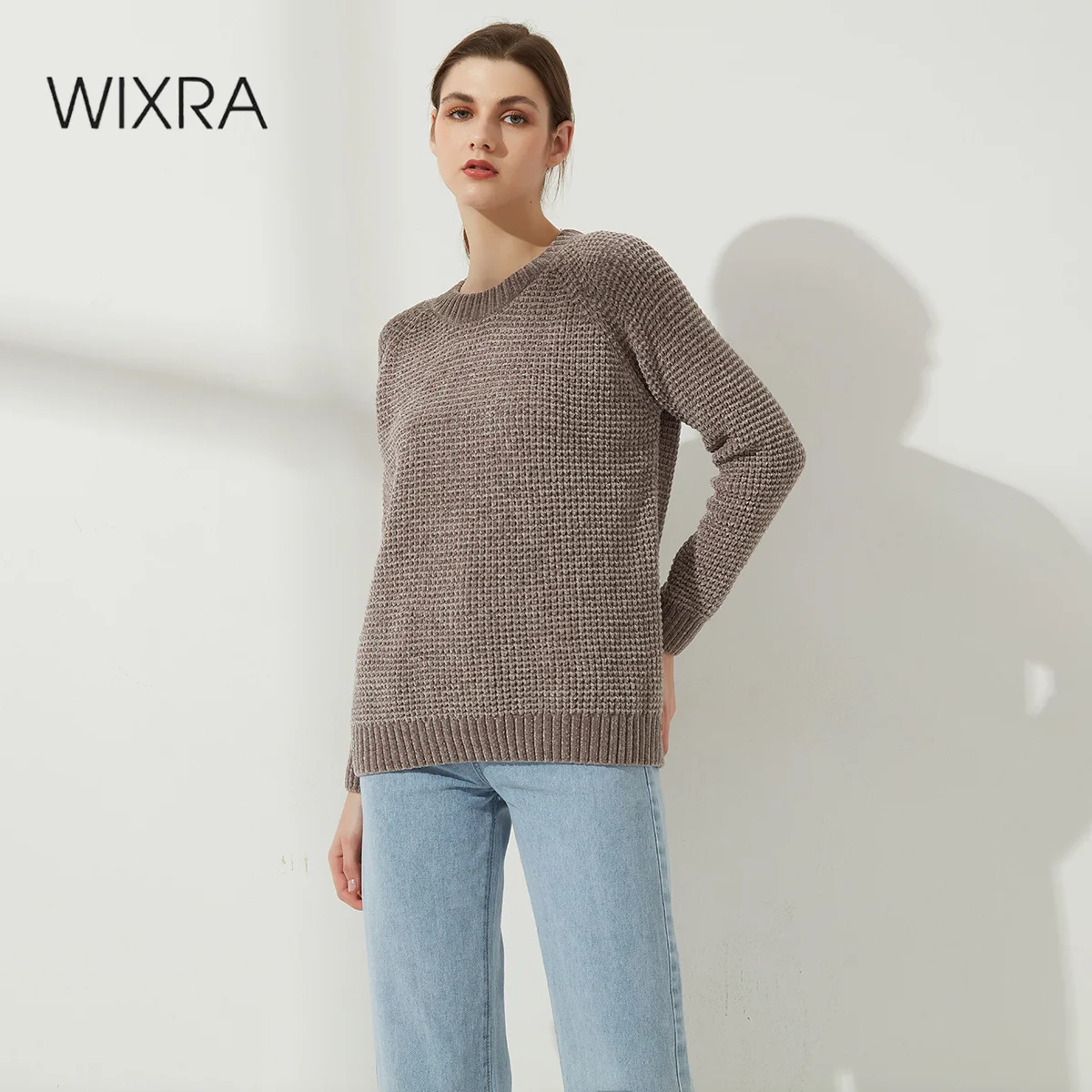 

Thick female sweater knitted with nervuras sweater long sleeve casual neck jumpers chenille clothes winter warm