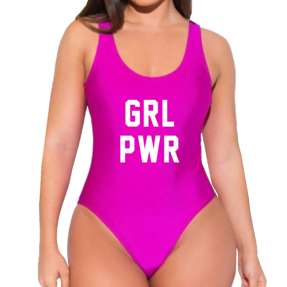 Сексуальный цельный купальник GRL PWR с буквенным принтом 2020 для женщин летняя