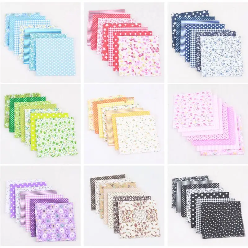 

7pcs (100% Cotton-9.8in x 9.8in / 25cm x 25cm) Top Cotton Craft Fabric Bundle Squares Patchwork DIY Sewing Scrapbooking Quilting