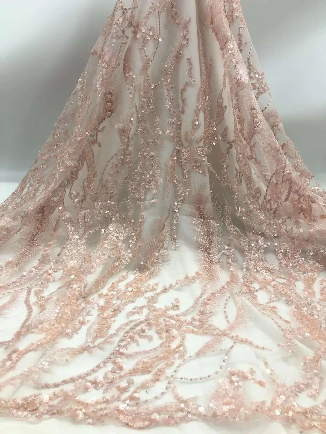 

High-grade beaded full embroidery French mesh gauze African lace Nigeria lace suitable for high-end evening dress party fabric