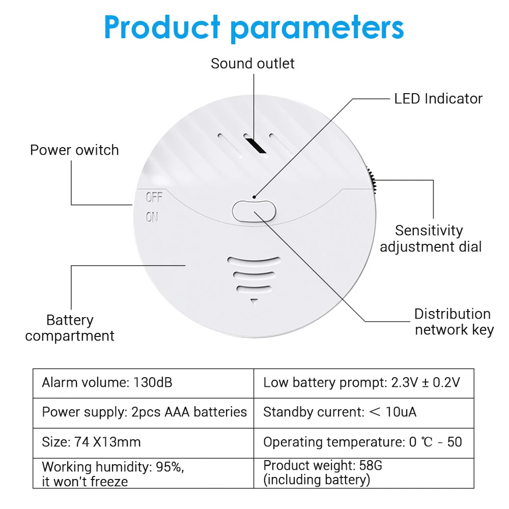 Elecpow Tuya Smart WiFi Дверь тревоги и окна Датчик Vibration Security Alert Работает с Alexa Google Life |