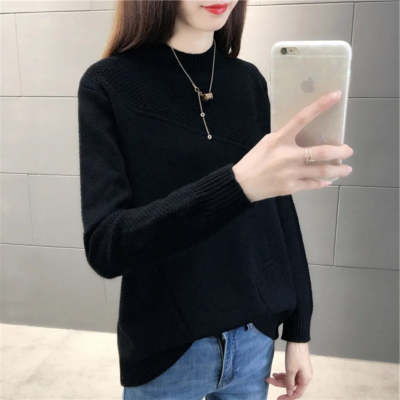 Женский пуловер вязаный свитер Осень-зима 2019 топы нового размера плюс женские