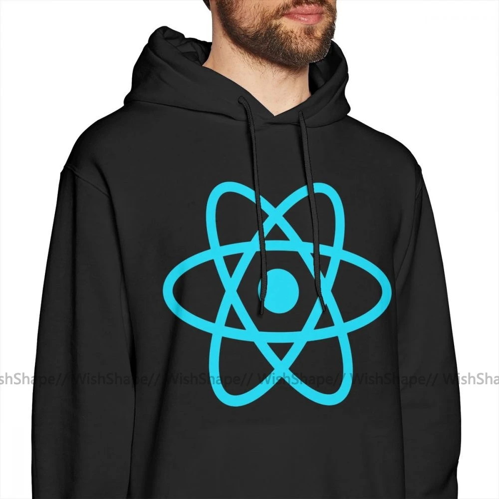 Javascript худи React толстовки большого размера крутой пуловер Толстовка длинная Осенняя мужская уличная хлопковая черная толстовка
