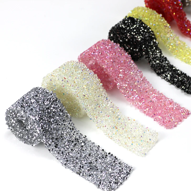 Цветные стразы для горячей фиксации 1 ярд аппликации свадебного платья с