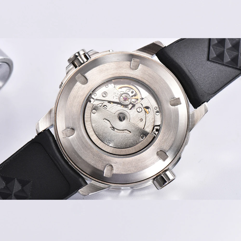 

Corgeut 45MM Automatic Miyota Seagull Mechanical mens watch White / Blakc Blue dial stainless steel case rubber strap military