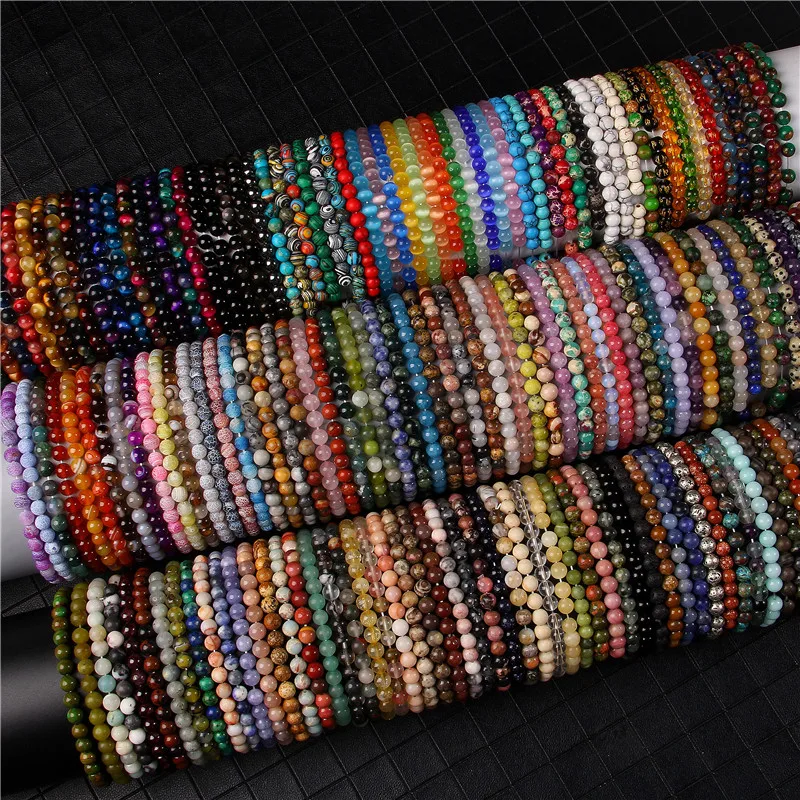 

Natural Stone Beads Bracelet 6mm Round Tiger Eye Agates Quartz Beads Stretch Bracelet for Women Men Yoga Charm Jewelry Gifts