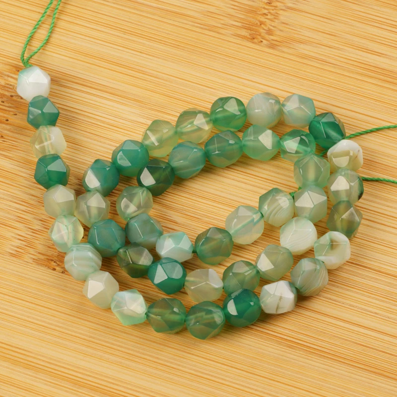 

Wholesale Natural Stone Green Stripe Natural Stone Faceted Agates Beads Loose for Jewelry Making Necklace Bracelet DIY 8mm