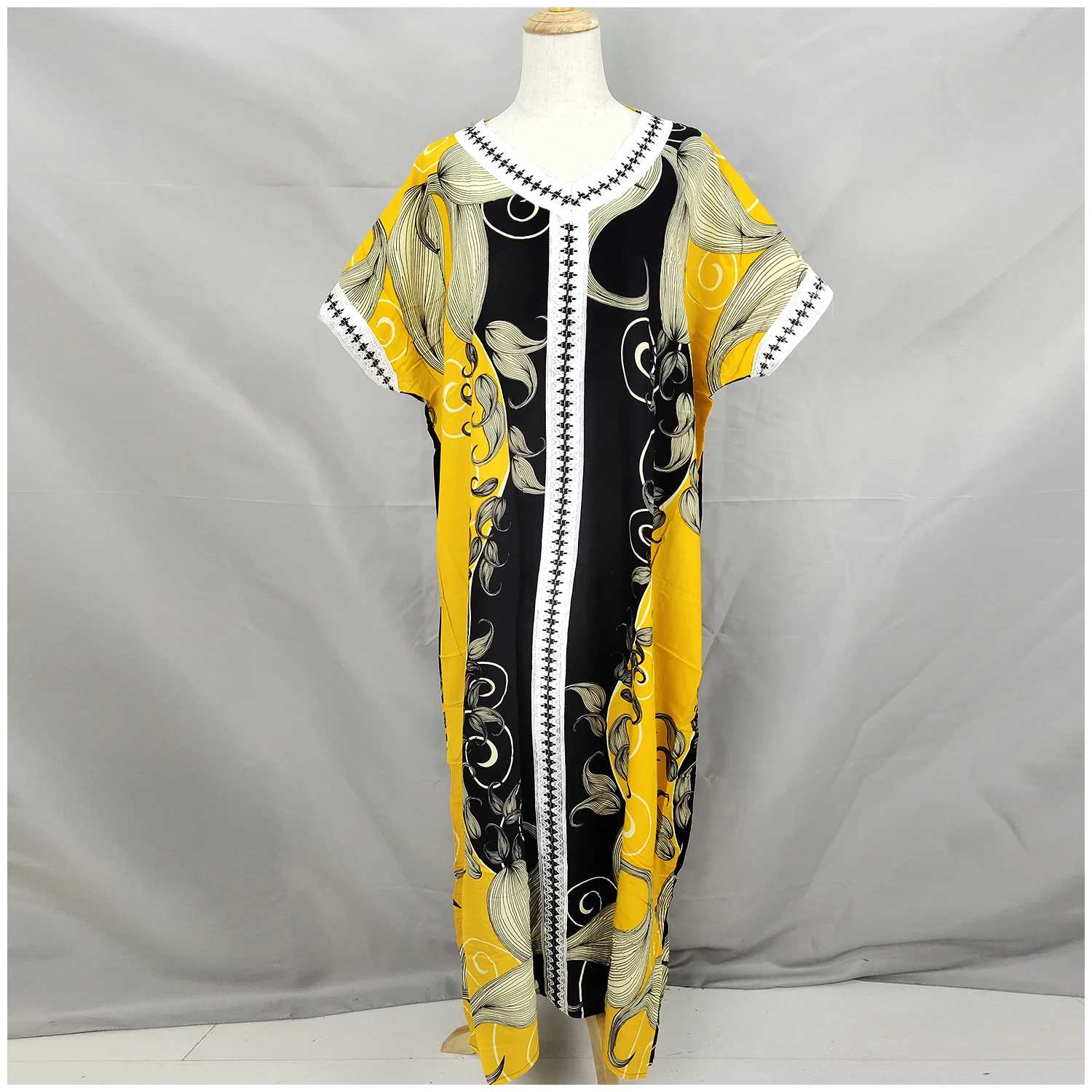 

African Clothes Women Summer Maxi Dress Short Sleeve Africa Vintage Hijab Scarf Print Abaya Boubou Africaine Femme Vestidos