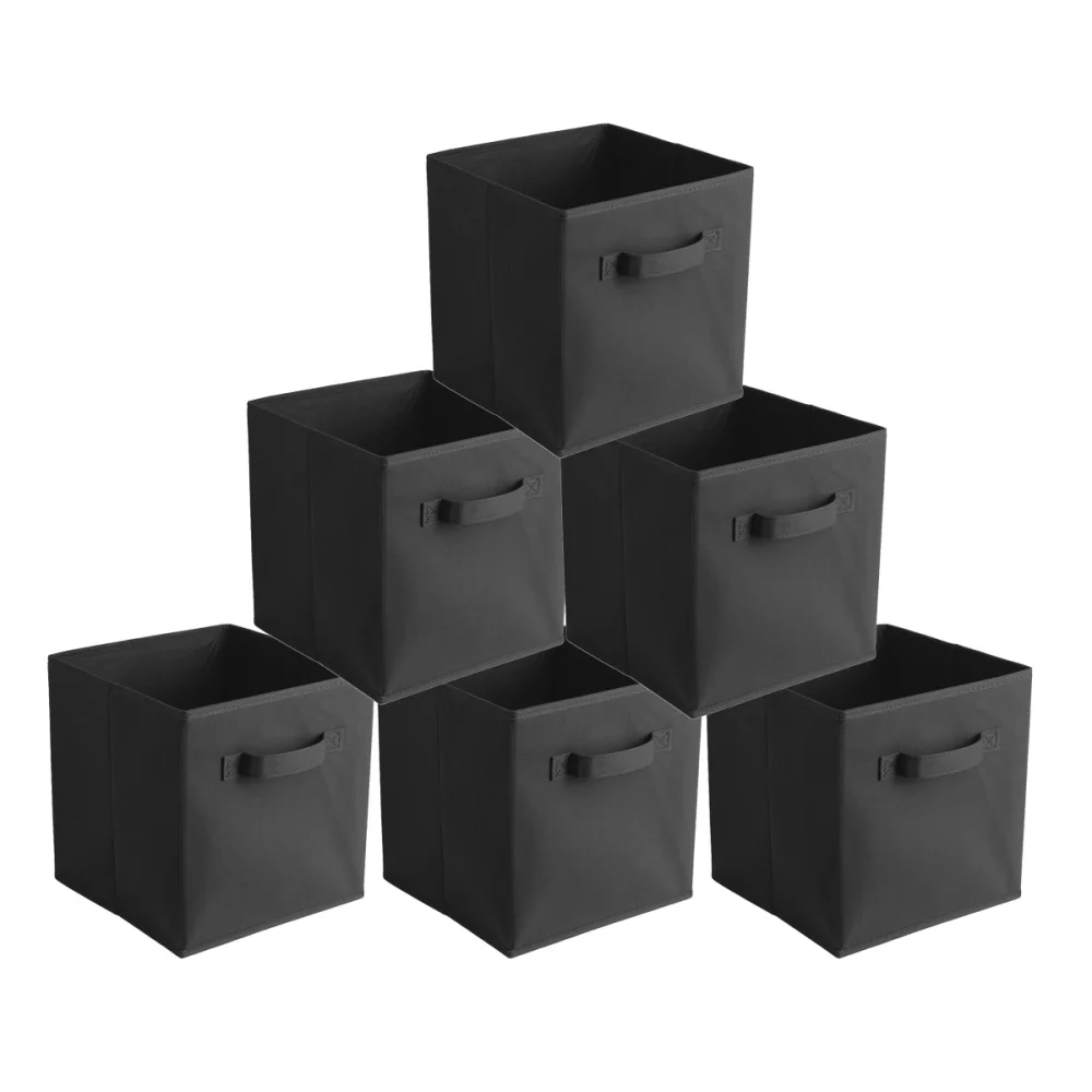 

6PCS Foldable Collapsible Fabric Storage Cube Baskets Boxes Bins Organizer Toys Books Storage Collection Containers Drawers (Red
