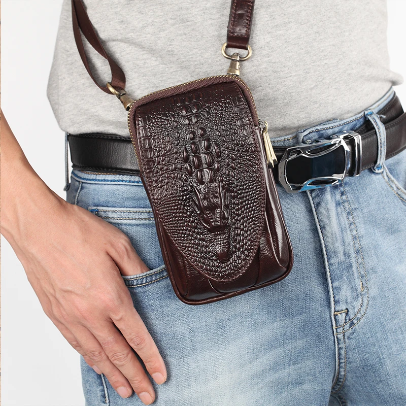 2020 New Genuine Leather Men's Crossbody Shoulder bag Vintage Cowhide Messenger Bag for male Casual Handbag Belt Phone Pouch |