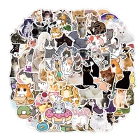 c1193 50pcs new cute cartoon cat decal sticker for girls cute cartoons animal stickers to diy suitcase stationery fridge guitar