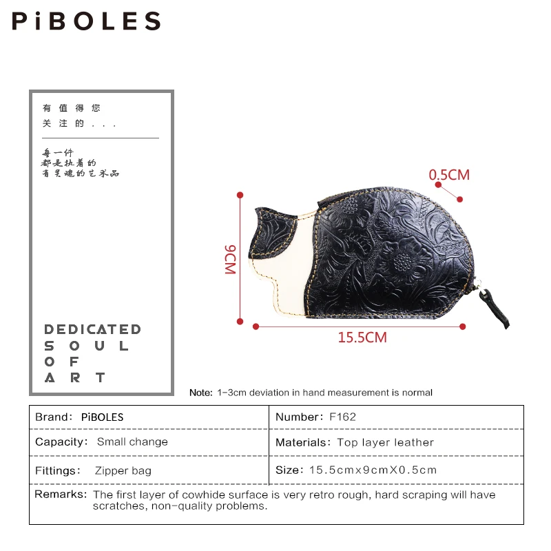 Cute Cat Women Wallet Handmade Genuine Leather Card Holder Pocket Portable Storage ID Card Slot Female Coin Purse With Zipper