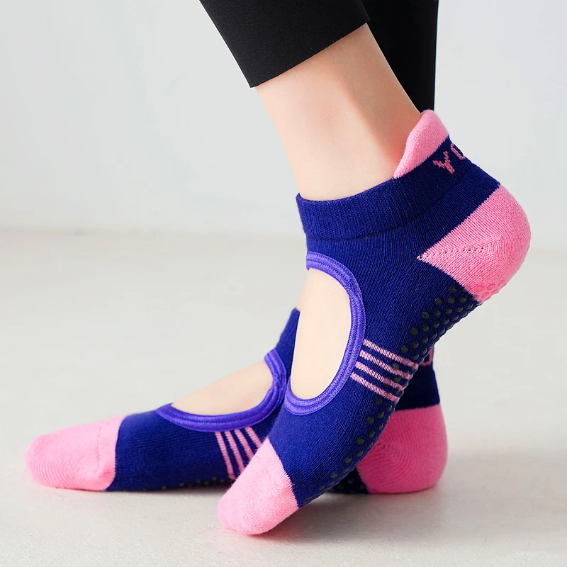 

Women Backless Pilates Socks Towel Bottom Breathable Anti Slip Yoga Socks Cotton Ballet Dance Sports Socks for Fitness Gym