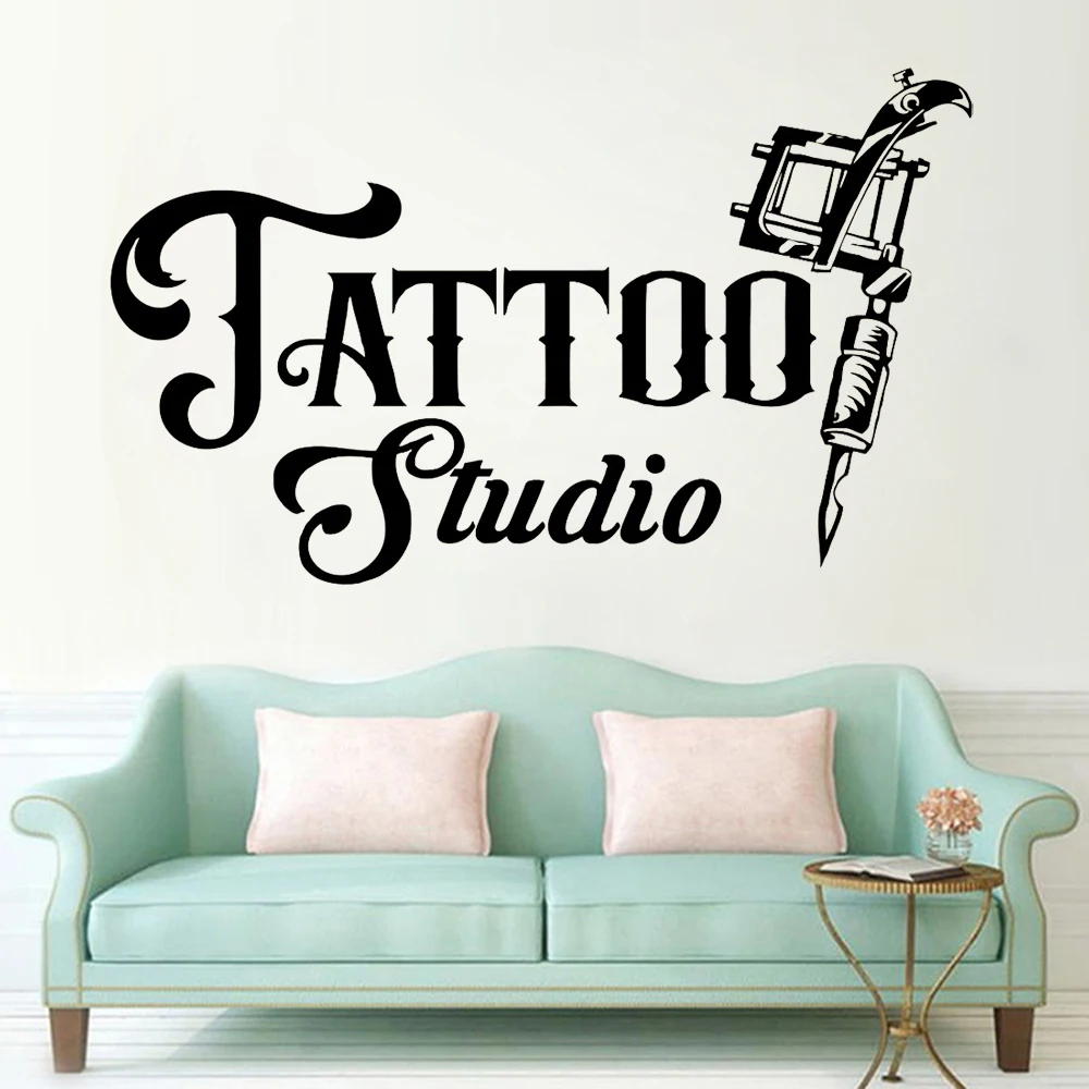 

Tattoo Studio Wall Decal Tattoo Business Logo Poster Vinyl Wall Sticker Tattoo Salon Room Interior Design Wall Art Decor X562