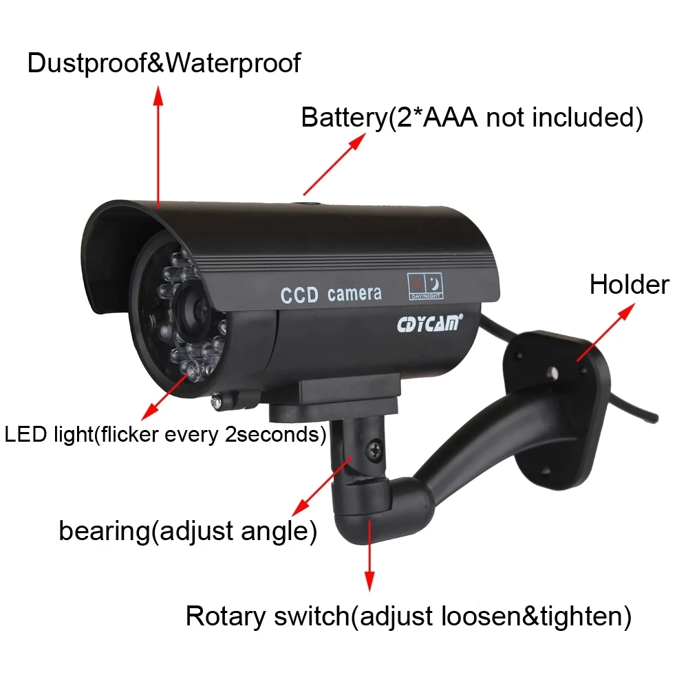 Cdycam Fake Dummy Camera Bullet Waterproof Outdoor Indoor Security CCTV Surveillance With Flashing Red LED Free Shipping | Безопасность