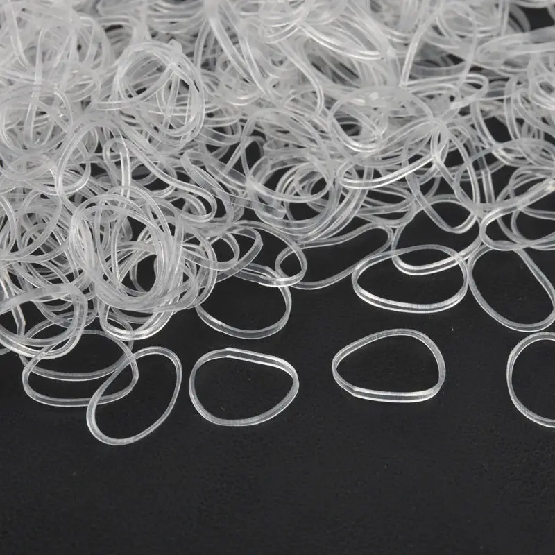 

1000pcs Transparent Hair Ring Band Ponytail Fixer Elastic Rubber Band Cord Strap Tie Women's Bride Girl Disposable Hair Tie