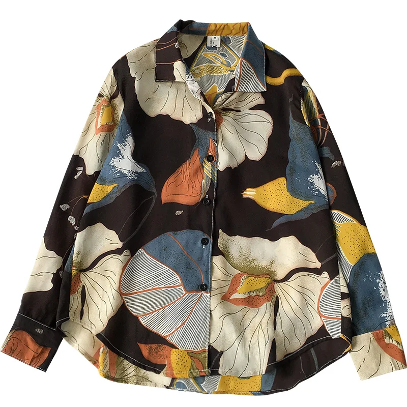 

Autumn 2021 new women's wear Korean funny Print Long Sleeve irregular shirt top college style women's wear Regular Elegant