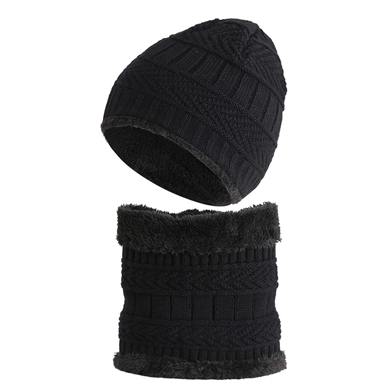 

Autumn Winter Children Hat Scarf Set Knitted Wool Warm Scarf Thick Windproof Balaclava Multi Functional Beanies Knitted Scarf