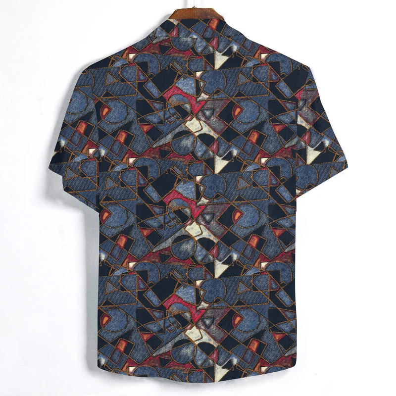 

Foreign trade large size men's printed men's casual shirts
