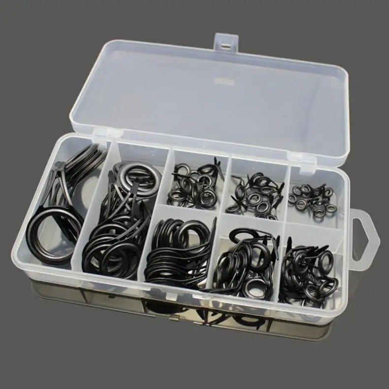 

75pcs 1 Box 8 Sizes Lure Fishing Rod Guides Kits Ceramics High Carbon Steel Circle Fishing Rod Accessories Repair Tools