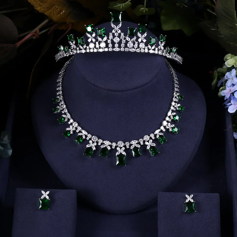 Jankelly Нигерия 3 шт. Свадебные циркониевые Ювелирные наборы для женщин вечерние