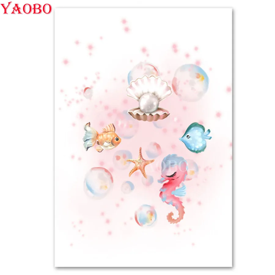 

Набор для алмазной вышивки стразы, картина с изображением морского конька, жемчуга, 5D Сделай Сам, мозаика из круглых страз