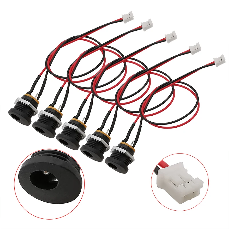 DC-022 5.5x2.1mm DC Power Socket Female Jack Panel Mount Adapter to JST PH 2.0mm Pitch 2 Pin Male Plug Wire Cable Connector 20CM - купить по